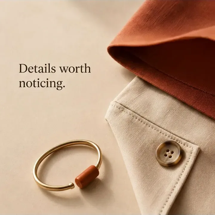 A second fashion campaign frame showing clothing and styling details.