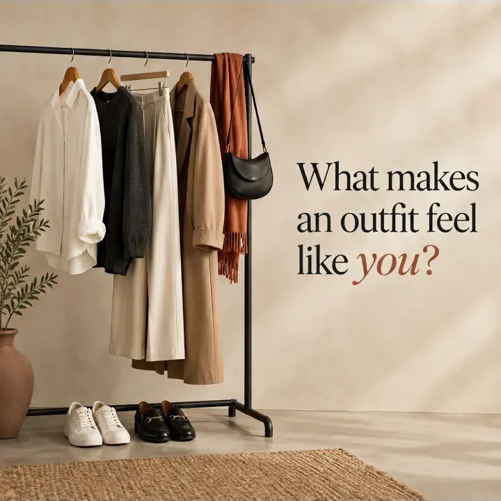 A fashion campaign frame from a video animated from a still design.