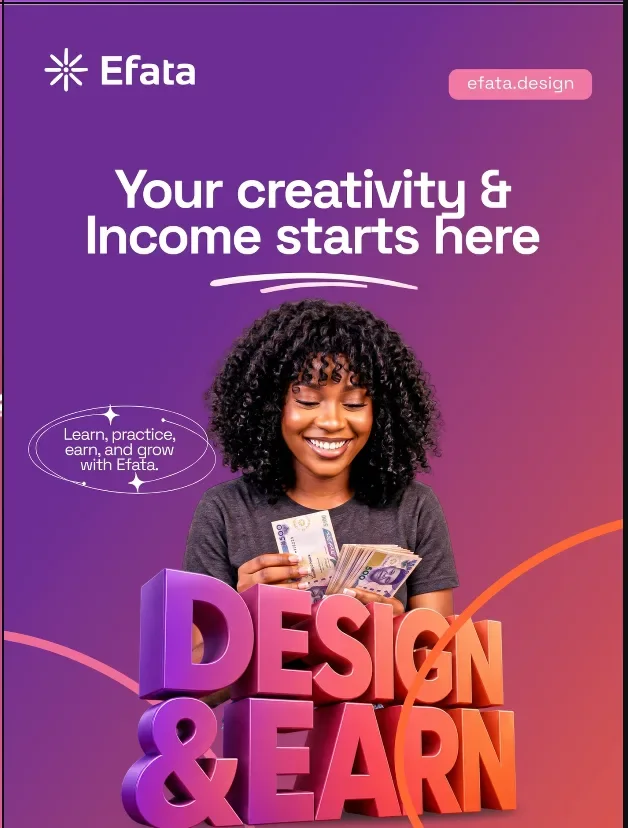 An Efata promotional reference featuring a purple campaign design and large dimensional lettering.